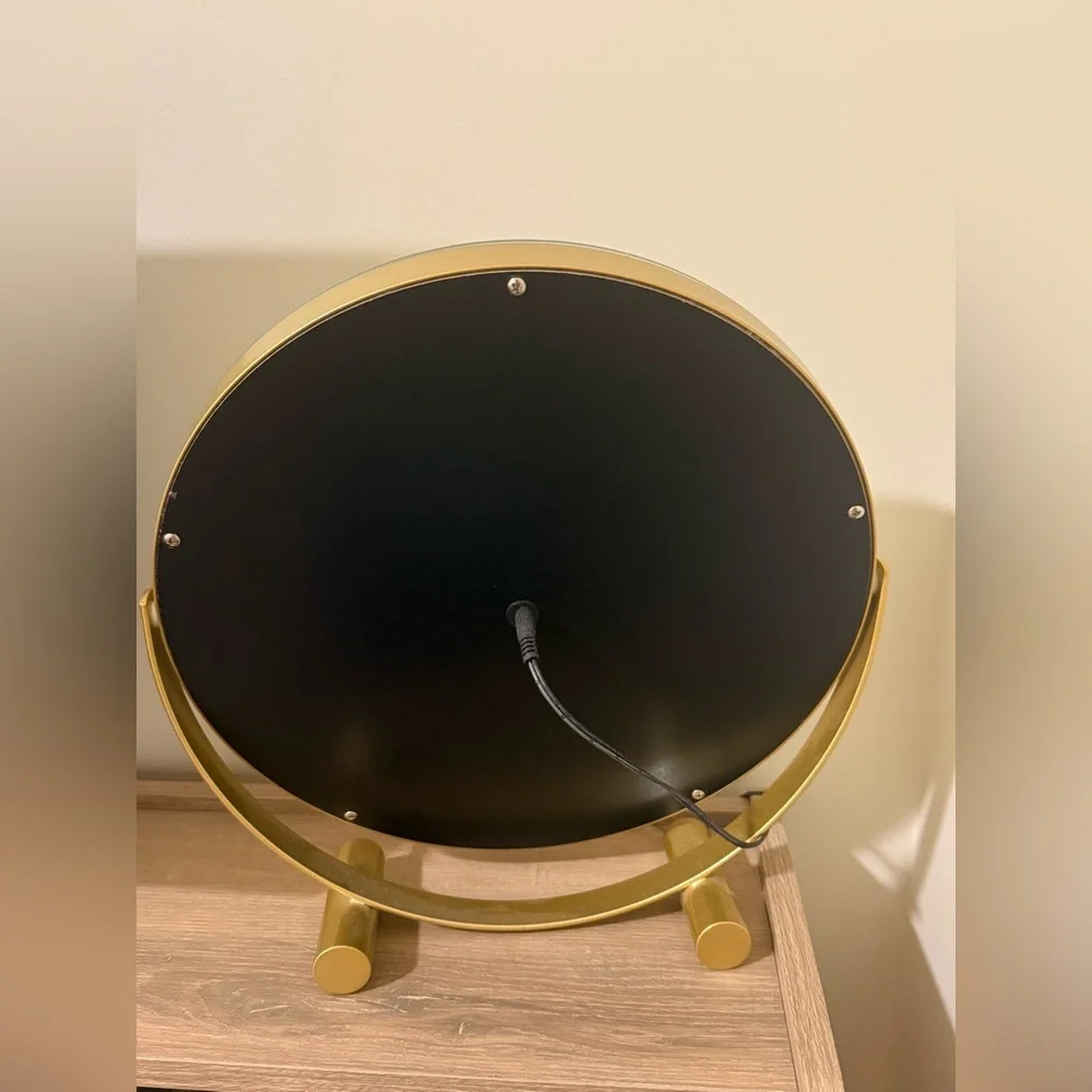 Round gold desk mirror